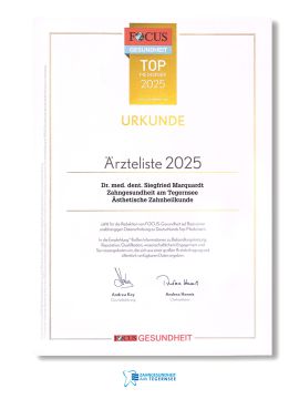 Focus Urkunde Ästhetische Zahnheilkunde 2025