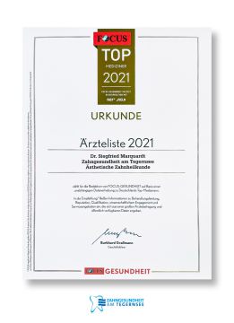 Stern Urkunde Ästhetische Zahnheilkunde 2021