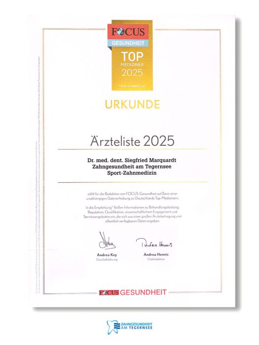 Focus Urkunde Sportzahnmedizin 2025