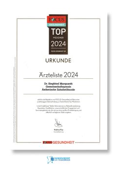 Focus Urkunde Ästhetische Zahnheilkunde 2024