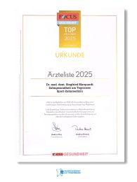 Focus Urkunde Sportzahnmedizin 2022