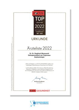 Focus Urkunde Implantologie 2022