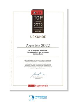 Focus Urkunde Implantologie 2022