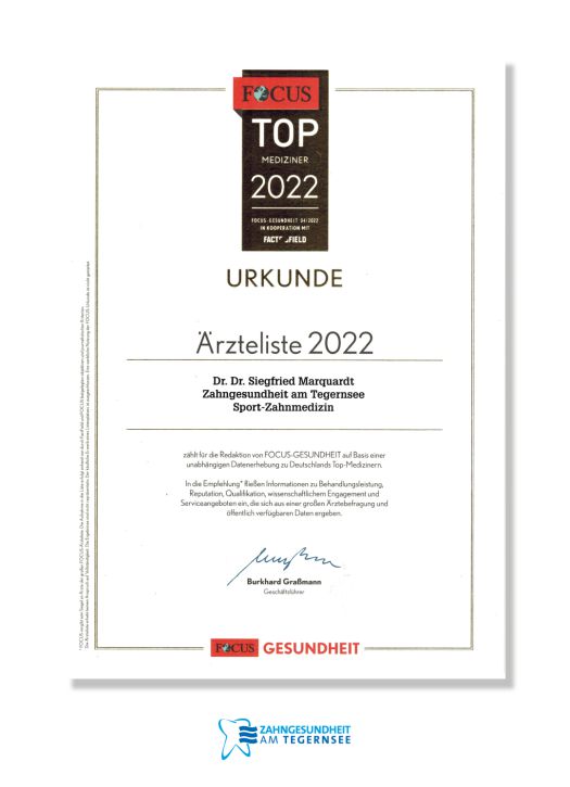 Focus Urkunde Sportzahnmedizin 2022