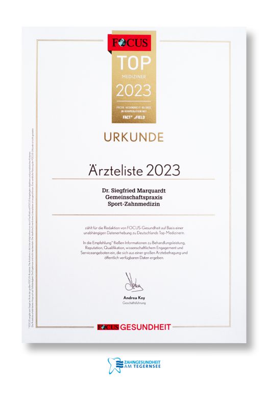 Focus Urkunde Sportzahnmedizin 2022