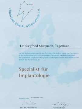 BDIZ Urkunde Implantologie